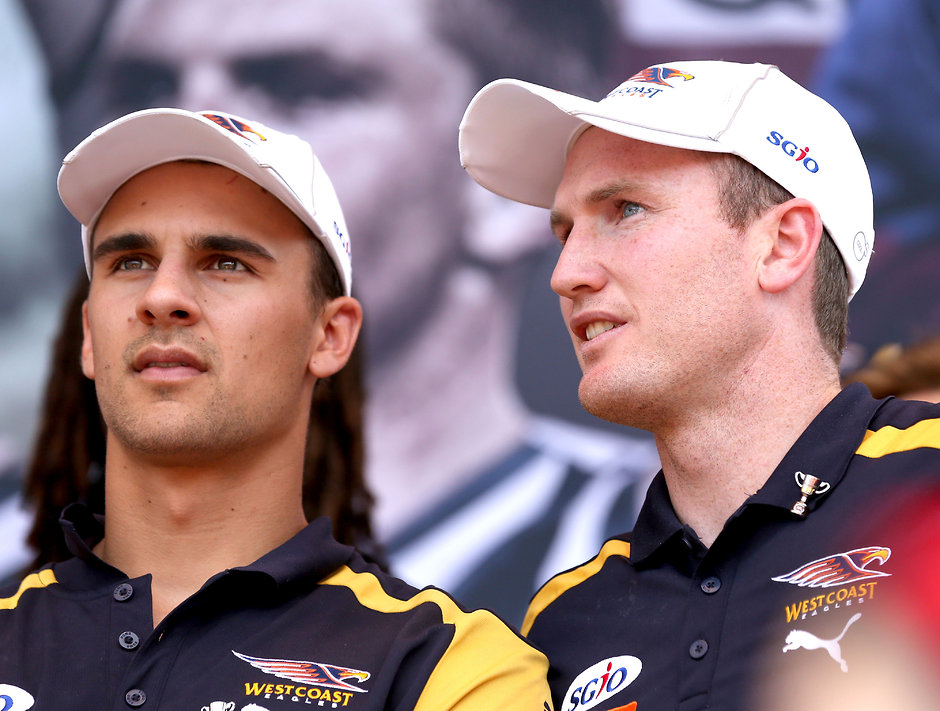 AFL 2015 Media - Toyota Grand Final Parade Warnie likes the look of Dom Sheed (left) but it's splitsville with Xavier Ellis - ${keywords}